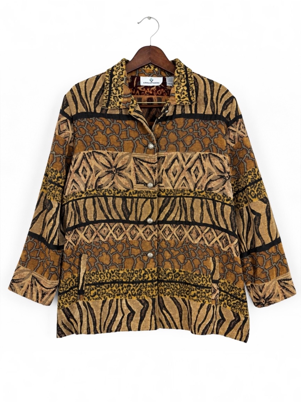 Vintage 90s Erin London Animal Print Tapestry Jacket Oversized